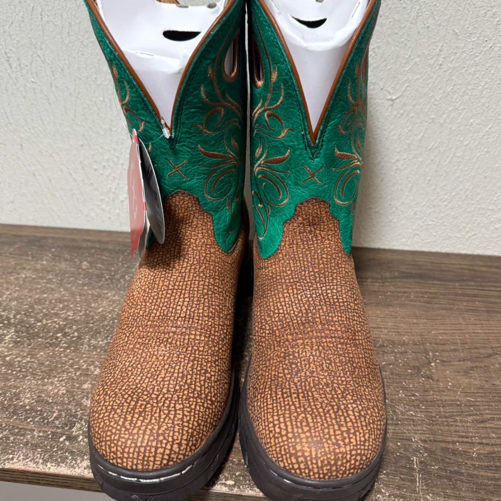 Twisted X Green and Brown Ankle Boots
